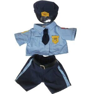 Build A Bear Police Officer Uniform Outfit Shirt Tie Pants Belt Hat Blue BBPD